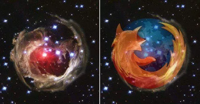 Логотип Firefox в космосе 